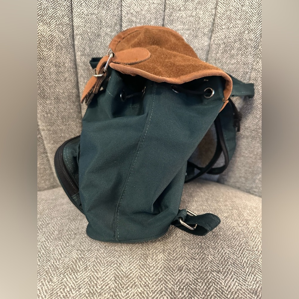 Vintage 90s Keroppi Sanrio Mini Backpack Canvas & Suede Flap - Picture 7 of 14